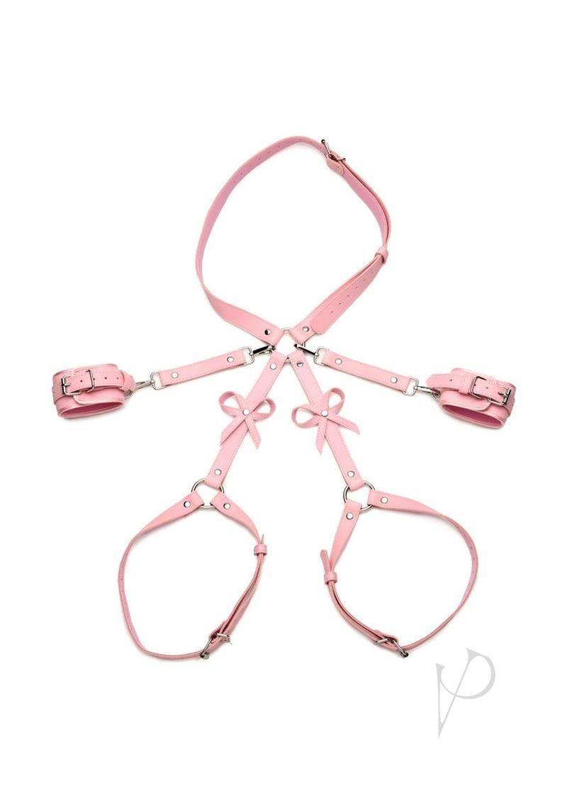 Strict Bondage Harness With Bows - Medium/large - Pink